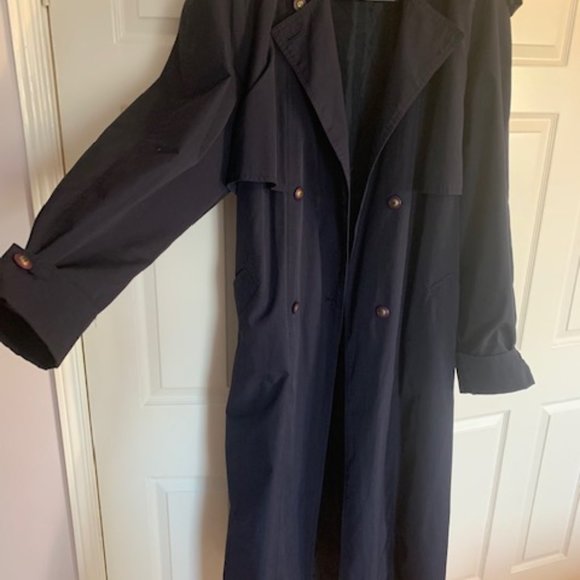 Vintage XXL Navy Blue Very Long Trench - Picture 2 of 7